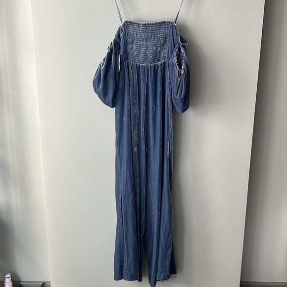 By Anthropologie The Femme Velvet Jumpsuit in Blue Multiple Sizes NWT - Picture 9 of 10